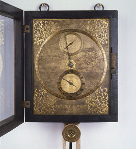 De Parijse klokkenmaker Isaac Thuret maakte deze astronomische klok in opdracht van Christiaan Huygens omstreeks 1670  - zur Vergrößerung bitte Bild anklicken